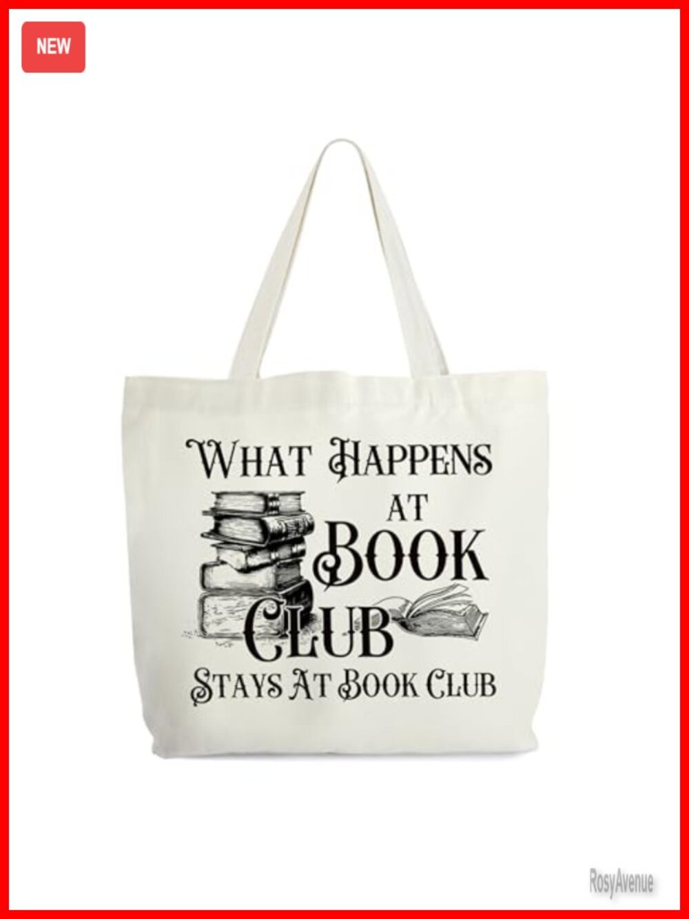 Canvas Tote Bag Book Club Gift Large Lightweight Foldable